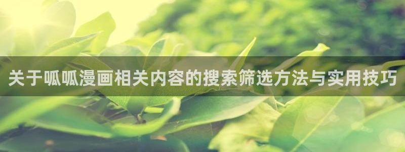 梦漫漫画推荐榜：关于呱呱漫画相关内容的搜索筛选方法与实用技巧